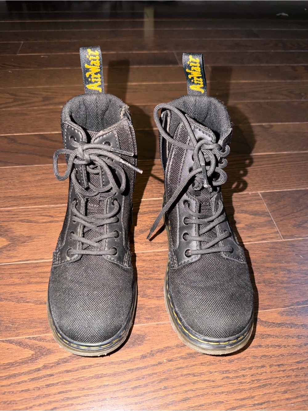 Dr. Martens Kids Black Canvas Lace-Up Boots